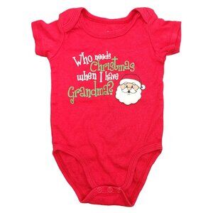 Baby Dollar General Christmas Bodysuit 6-9 Months Santa Grandma One Piece Red